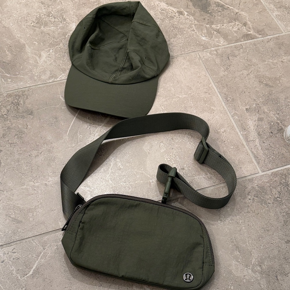 lululemon athletica Forest Green Belt Bag and hat